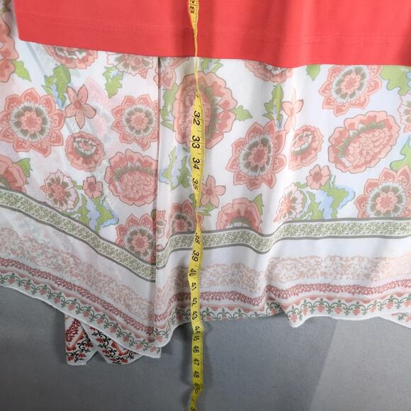 August Max Orange Tank with Sheer Floral Open Kimono Women's Plus Size 2X Korea - Picture 4 of 10